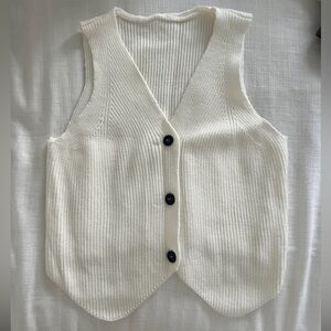 Amazon White Knit Button-Up Vest